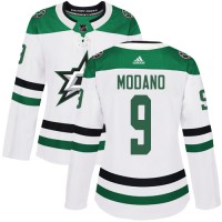 Adidas Dallas Stars #9 Mike Modano White Road Authentic Women's Stitched NHL Jersey