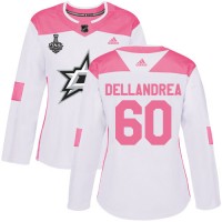Adidas Dallas Stars #60 Ty Dellandrea White/Pink Authentic Fashion Women's 2020 Stanley Cup Final Stitched NHL Jersey