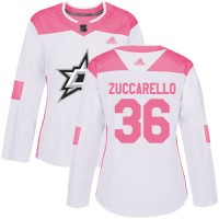 Adidas Dallas Stars #36 Mats Zuccarello White/Pink Authentic Fashion Women's Stitched NHL Jersey