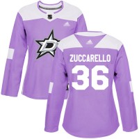 Adidas Dallas Stars #36 Mats Zuccarello Purple Authentic Fights Cancer Women's Stitched NHL Jersey