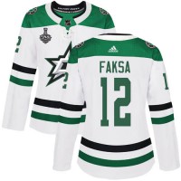 Adidas Dallas Stars #12 Radek Faksa White Road Authentic Women's 2020 Stanley Cup Final Stitched NHL Jersey