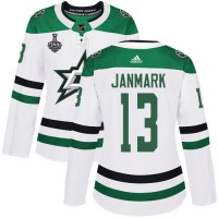 Adidas Dallas Stars #13 Mattias Janmark White Road Authentic Women's 2020 Stanley Cup Final Stitched NHL Jersey