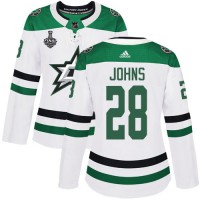 Adidas Dallas Stars #28 Stephen Johns White Road Authentic Women's 2020 Stanley Cup Final Stitched NHL Jersey