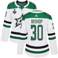 Adidas Dallas Stars #30 Ben Bishop White Road Authentic Women's 2020 Stanley Cup Final Stitched NHL Jersey