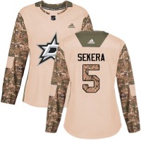 Adidas Dallas Stars #5 Andrej Sekera Camo Authentic 2017 Veterans Day Women's Stitched NHL Jersey