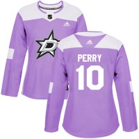 Adidas Dallas Stars #10 Corey Perry Purple Authentic Fights Cancer Women's Stitched NHL Jersey