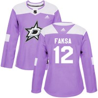 Adidas Dallas Stars #12 Radek Faksa Purple Authentic Fights Cancer Women's Stitched NHL Jersey