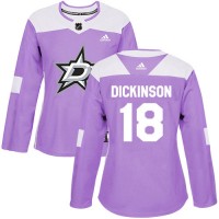 Adidas Dallas Stars #18 Jason Dickinson Purple Authentic Fights Cancer Women's Stitched NHL Jersey