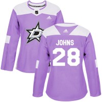 Adidas Dallas Stars #28 Stephen Johns Purple Authentic Fights Cancer Women's Stitched NHL Jersey