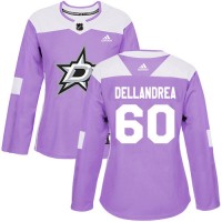 Adidas Dallas Stars #60 Ty Dellandrea Purple Authentic Fights Cancer Women's Stitched NHL Jersey