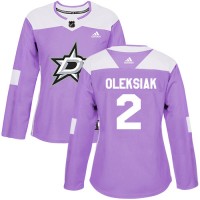 Adidas Dallas Stars #2 Jamie Oleksiak Purple Authentic Fights Cancer Women's Stitched NHL Jersey