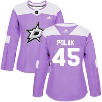 Adidas Dallas Stars #45 Roman Polak Purple Authentic Fights Cancer Women's Stitched NHL Jersey