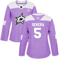 Adidas Dallas Stars #5 Andrej Sekera Purple Authentic Fights Cancer Women's Stitched NHL Jersey