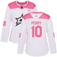 Adidas Dallas Stars #10 Corey Perry White/Pink Authentic Fashion Women's Stitched NHL Jersey