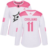 Adidas Dallas Stars #11 Andrew Cogliano White/Pink Authentic Fashion Women's Stitched NHL Jersey