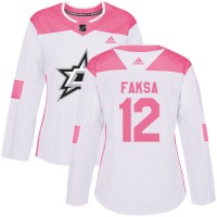 Adidas Dallas Stars #12 Radek Faksa White/Pink Authentic Fashion Women's Stitched NHL Jersey