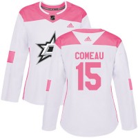 Adidas Dallas Stars #15 Blake Comeau White/Pink Authentic Fashion Women's Stitched NHL Jersey