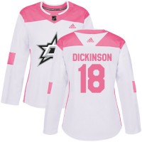 Adidas Dallas Stars #18 Jason Dickinson White/Pink Authentic Fashion Women's Stitched NHL Jersey