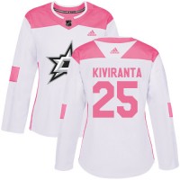 Adidas Dallas Stars #25 Joel Kiviranta White/Pink Authentic Fashion Women's Stitched NHL Jersey