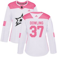 Adidas Dallas Stars #37 Justin Dowling White/Pink Authentic Fashion Women's Stitched NHL Jersey
