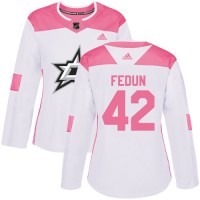 Adidas Dallas Stars #42 Taylor Fedun White/Pink Authentic Fashion Women's Stitched NHL Jersey