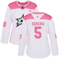Adidas Dallas Stars #5 Andrej Sekera White/Pink Authentic Fashion Women's Stitched NHL Jersey