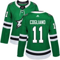 Adidas Dallas Stars #11 Andrew Cogliano Green Home Authentic Women's Stitched NHL Jersey