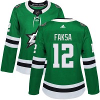 Adidas Dallas Stars #12 Radek Faksa Green Home Authentic Women's Stitched NHL Jersey