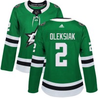 Adidas Dallas Stars #2 Jamie Oleksiak Green Home Authentic Women's Stitched NHL Jersey