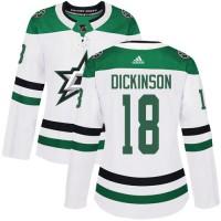Adidas Dallas Stars #18 Jason Dickinson White Road Authentic Women's Stitched NHL Jersey