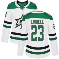 Adidas Dallas Stars #23 Esa Lindell White Road Authentic Women's Stitched NHL Jersey
