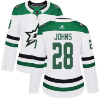 Adidas Dallas Stars #28 Stephen Johns White Road Authentic Women's Stitched NHL Jersey