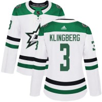 Adidas Dallas Stars #3 John Klingberg White Road Authentic Women's Stitched NHL Jersey