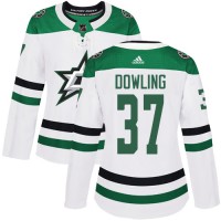 Adidas Dallas Stars #37 Justin Dowling White Road Authentic Women's Stitched NHL Jersey