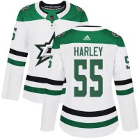 Adidas Dallas Stars #55 Thomas Harley White Road Authentic Women's Stitched NHL Jersey
