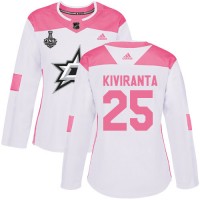 Adidas Dallas Stars #25 Joel Kiviranta White/Pink Authentic Fashion Women's 2020 Stanley Cup Final Stitched NHL Jersey