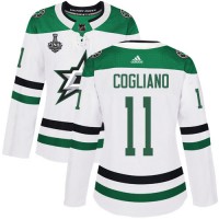 Adidas Dallas Stars #11 Andrew Cogliano White Road Authentic Women's 2020 Stanley Cup Final Stitched NHL Jersey