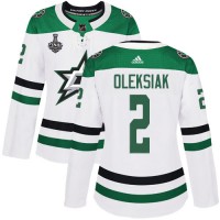 Adidas Dallas Stars #2 Jamie Oleksiak White Road Authentic Women's 2020 Stanley Cup Final Stitched NHL Jersey