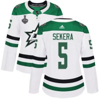 Adidas Dallas Stars #5 Andrej Sekera White Road Authentic Women's 2020 Stanley Cup Final Stitched NHL Jersey