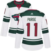 Adidas Minnesota Wild #11 Zach Parise White Road Authentic Women's Stitched NHL Jersey