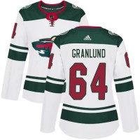 Adidas Minnesota Wild #64 Mikael Granlund White Road Authentic Women's Stitched NHL Jersey