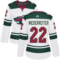 Adidas Minnesota Wild #22 Nino Niederreiter White Road Authentic Women's Stitched NHL Jersey