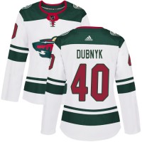 Adidas Minnesota Wild #40 Devan Dubnyk White Road Authentic Women's Stitched NHL Jersey
