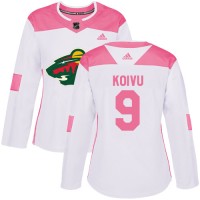 Adidas Minnesota Wild #9 Mikko Koivu White/Pink Authentic Fashion Women's Stitched NHL Jersey