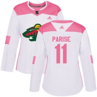 Adidas Minnesota Wild #11 Zach Parise White/Pink Authentic Fashion Women's Stitched NHL Jersey