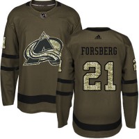 Adidas Colorado Avalanche #21 Peter Forsberg Green Salute to Service Stitched Youth NHL Jersey