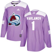 Adidas Colorado Avalanche #1 Semyon Varlamov Purple Authentic Fights Cancer Stitched Youth NHL Jersey