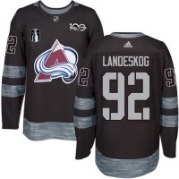 Adidas Colorado Avalanche #92 Gabriel Landeskog Black Youth 2022 Stanley Cup Final Patch 100th Anniversary Stitched NHL Jersey