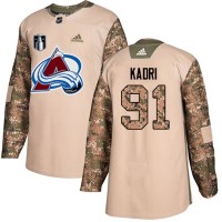 Adidas Colorado Avalanche #91 Nazem Kadri Camo Youth 2022 Stanley Cup Final Patch Authentic Veterans Day Stitched NHL Jersey