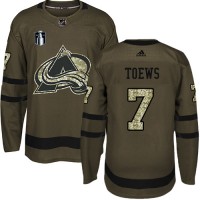 Adidas Colorado Avalanche #7 Devon Toews Green Youth 2022 Stanley Cup Final Patch Salute to Service Stitched NHL Jersey